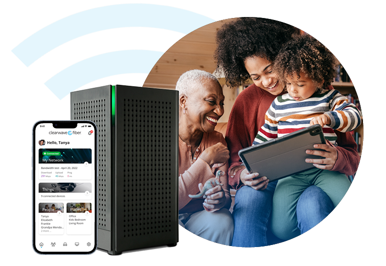 Family enjoying fast fiber internet with Clearwave Fiber Router