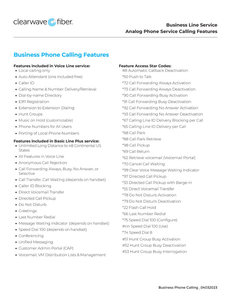 Business Phone Calling Features preview