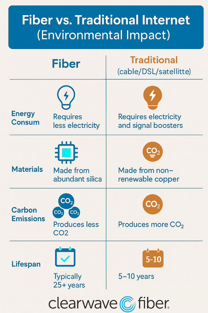 chart showing the impact of fiber internet on the environment